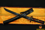 20" Fully Handmade Japanese Sword Tanto Black Blade Iron Tsuba - Handmade Swords Expert