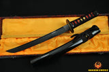 20" Fully Handmade Japanese Sword Tanto Black Blade Iron Tsuba - Handmade Swords Expert