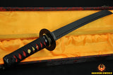 20" Fully Handmade Japanese Sword Tanto Black Blade Iron Tsuba - Handmade Swords Expert