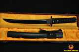 20"Japanese Samurai Knife Tanto Sword Black Blade Musashi Tsuba - Handmade Swords Expert