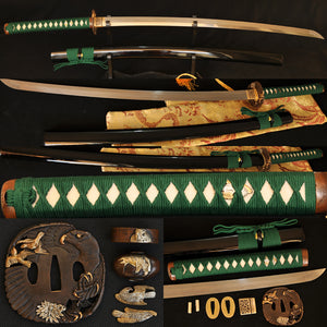 Clay Tempered Folded Steel Blade Hawk Tsuba Japanese Samurai Sword Katana - Handmade Swords Expert
