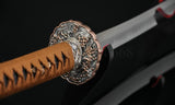 Real Forged Japanese Samurai Sword Abrasive Blade Katana Gilt Waves Tsuba - Handmade Swords Expert