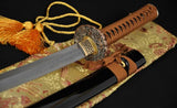 Real Forged Japanese Samurai Sword Abrasive Blade Katana Gilt Waves Tsuba - Handmade Swords Expert