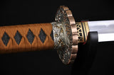 Quality Japanese Samurai Sword Abrasive Blade Katana Gilt Waves Tsuba - Handmade Swords Expert