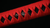 41" Japanese Samurai Katana Sword Wave Tsuba Folded Steel Blade Red&Black - Handmade Swords Expert