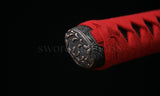 41" Japanese Samurai Katana Sword Wave Tsuba Folded Steel Blade Red&Black - Handmade Swords Expert