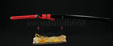 41" Japanese Samurai Katana Sword Wave Tsuba Folded Steel Blade Red&Black - Handmade Swords Expert