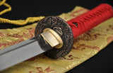 41" Japanese Samurai Katana Sword Wave Tsuba Folded Steel Blade Red&Black - Handmade Swords Expert