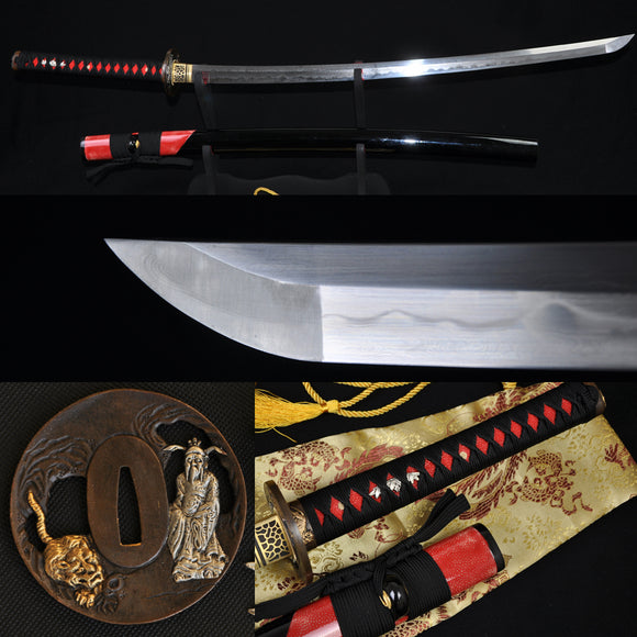 Clay Tempered Folded Steel Blade Ray Skin Saya Japanese Samurai Sword Katana - Handmade Swords Expert