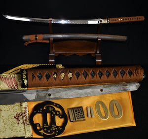 41" Japanese Samurai Katana Functional Sword Clay Tempered Unokubi-zukuri Blade - Handmade Swords Expert