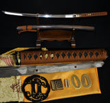 41" Japanese Samurai Katana Functional Sword Clay Tempered Unokubi-zukuri Blade - Handmade Swords Expert