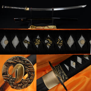 Clay Tempered Folded Steel Blade Japanese Samurai Katana Functional Sword - Handmade Swords Expert