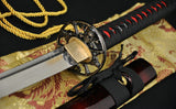 Handmade Japanese Samurai Functional Sword Katana Folded Steel Blade Skull Tsuba - Handmade Swords Expert