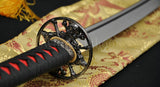 Handmade Japanese Samurai Functional Sword Katana Folded Steel Blade Skull Tsuba - Handmade Swords Expert