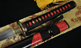 41"Japanese Samurai Katana Sword Clay Tempered Blade RaySkin Saya Fan Fittings - Handmade Swords Expert