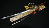 41"Japanese Samurai Katana Sword Clay Tempered Blade RaySkin Saya Fan Fittings - Handmade Swords Expert