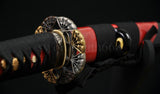 41"Japanese Samurai Katana Sword Clay Tempered Blade RaySkin Saya Fan Fittings - Handmade Swords Expert