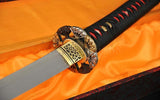 41"Japanese Samurai Katana Sword Clay Tempered Blade RaySkin Saya Fan Fittings - Handmade Swords Expert