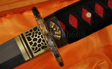 41"Japanese Samurai Katana Sword Clay Tempered Blade RaySkin Saya Fan Fittings - Handmade Swords Expert