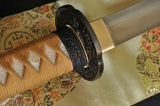 Folded Steel Full Tang Blade SeaBird Brass Tsuba Japanese Samurai Sword Katana - Handmade Swords Expert