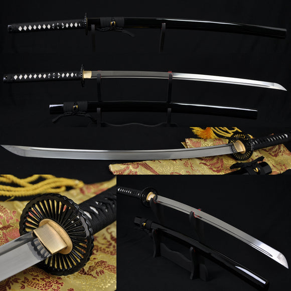 Folded Steel Full Tang Blade Japanese Samurai Sword Katana Wheel Stuba Style - Handmade Swords Expert