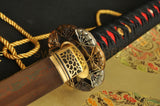 Black Red Folded Steel True Japanese Samurai Katana Sword - Handmade Swords Expert