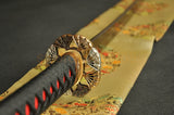 Black Red Folded Steel True Japanese Samurai Katana Sword - Handmade Swords Expert