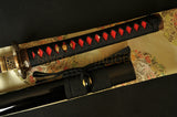 Black Red Folded Steel True Japanese Samurai Katana Sword - Handmade Swords Expert