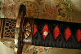 Black Red Folded Steel True Japanese Samurai Katana Sword - Handmade Swords Expert