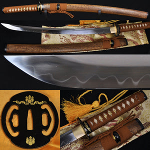 Handmade 31" Wakizashi Clay Tempered Blade Unokubi-zukuri Swords Katana - Handmade Swords Expert