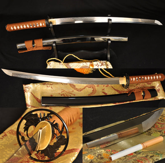 Clay Tempered Full Tang Blade Japanese Samurai Sword Wakizashi - Handmade Swords Expert