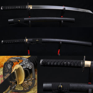 Handmade 31" Japanese Samurai Sword Wakizashi Folded Steel Blade - Handmade Swords Expert