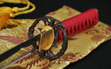 Hand Forged Japanese Samurai Wakizashil Sword Full Tang Blade Red Saya - Handmade Swords Expert