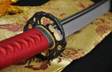 Hand Forged Japanese Samurai Wakizashil Sword Full Tang Blade Red Saya - Handmade Swords Expert