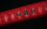 Hand Forged Japanese Samurai Wakizashil Sword Full Tang Blade Red Saya - Handmade Swords Expert