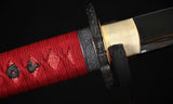 Hand Forged Japanese Samurai Wakizashil Sword Full Tang Blade Red Saya - Handmade Swords Expert