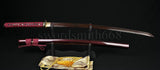 Black Red Folded Steel Full Tang Blade Japanese Samurai Swords Katana - Handmade Swords Expert