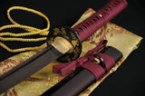 Black Red Folded Steel Full Tang Blade Japanese Samurai Swords Katana - Handmade Swords Expert