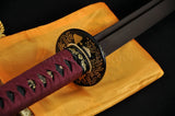 Black Red Folded Steel Full Tang Blade Japanese Samurai Swords Katana - Handmade Swords Expert