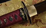 Black Red Folded Steel Full Tang Blade Japanese Samurai Swords Katana - Handmade Swords Expert